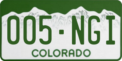 CO license plate 005NGI