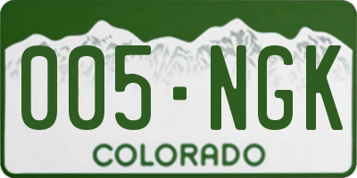 CO license plate 005NGK