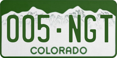 CO license plate 005NGT
