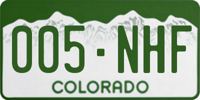 CO license plate 005NHF