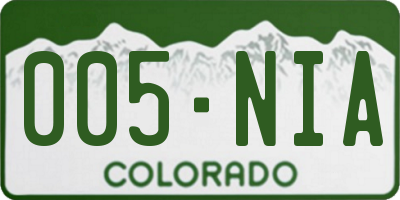 CO license plate 005NIA