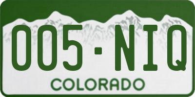 CO license plate 005NIQ