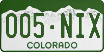 CO license plate 005NIX