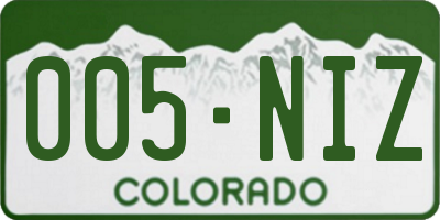 CO license plate 005NIZ