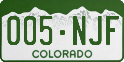 CO license plate 005NJF