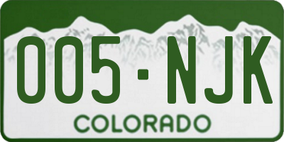 CO license plate 005NJK