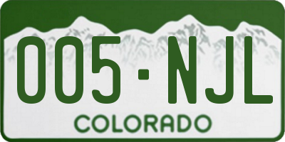 CO license plate 005NJL