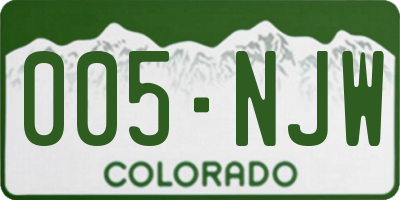 CO license plate 005NJW