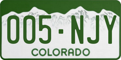 CO license plate 005NJY