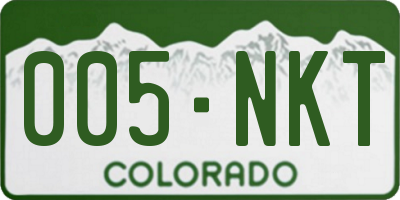 CO license plate 005NKT