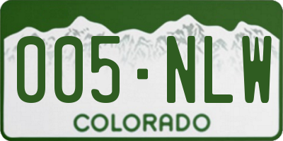 CO license plate 005NLW