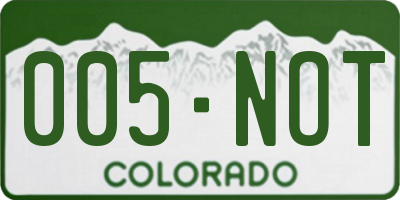 CO license plate 005NOT