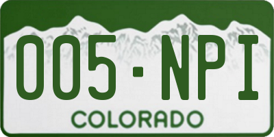 CO license plate 005NPI