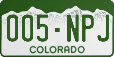 CO license plate 005NPJ