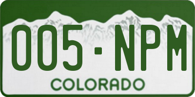 CO license plate 005NPM