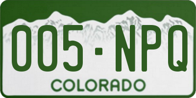 CO license plate 005NPQ