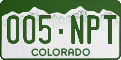 CO license plate 005NPT