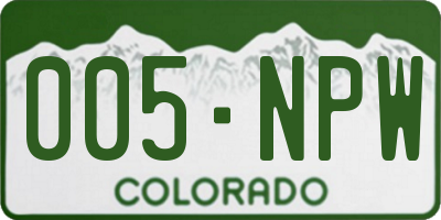 CO license plate 005NPW
