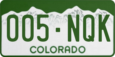 CO license plate 005NQK