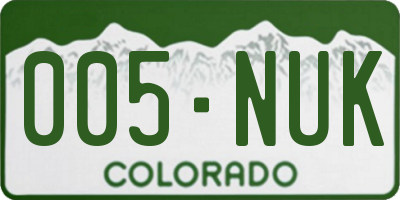 CO license plate 005NUK