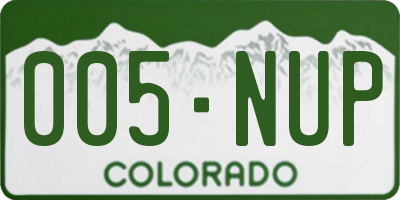 CO license plate 005NUP