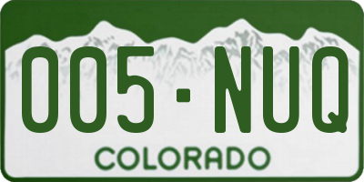 CO license plate 005NUQ