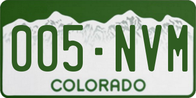 CO license plate 005NVM