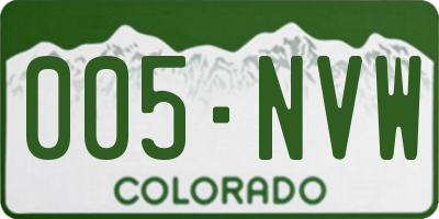 CO license plate 005NVW