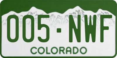 CO license plate 005NWF