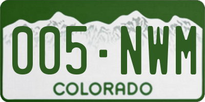 CO license plate 005NWM