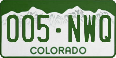 CO license plate 005NWQ