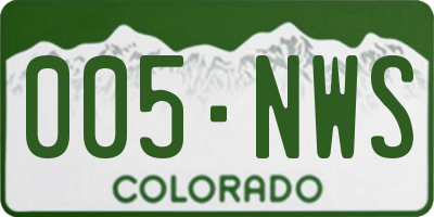CO license plate 005NWS