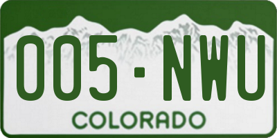 CO license plate 005NWU