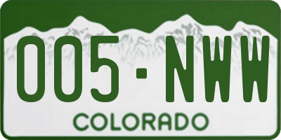 CO license plate 005NWW