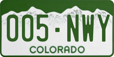 CO license plate 005NWY