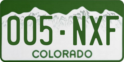 CO license plate 005NXF