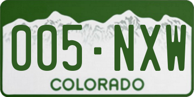 CO license plate 005NXW