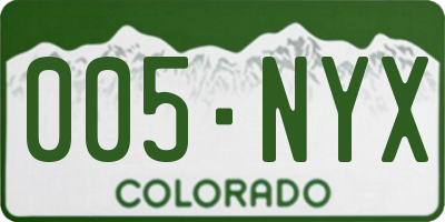 CO license plate 005NYX