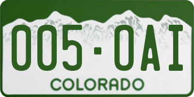 CO license plate 005OAI