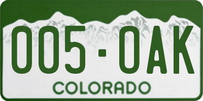 CO license plate 005OAK