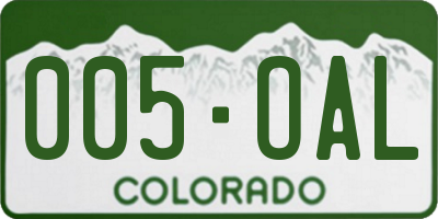 CO license plate 005OAL