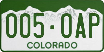 CO license plate 005OAP