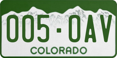 CO license plate 005OAV