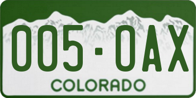 CO license plate 005OAX