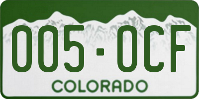 CO license plate 005OCF