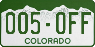 CO license plate 005OFF