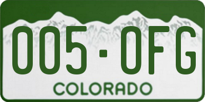 CO license plate 005OFG