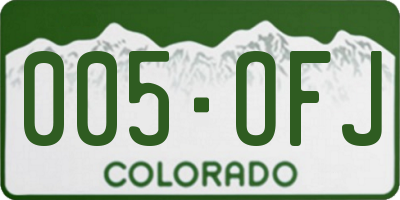 CO license plate 005OFJ