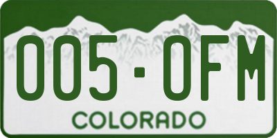 CO license plate 005OFM
