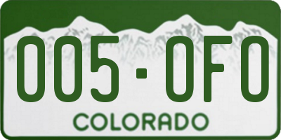 CO license plate 005OFO